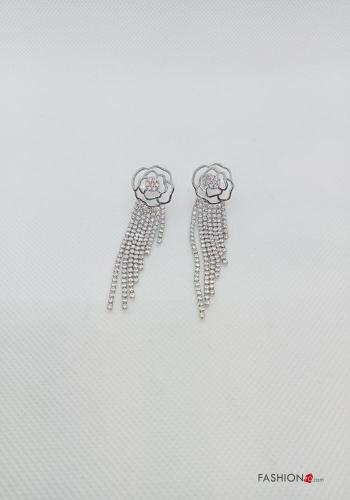  Earrings with rhinestones Silver