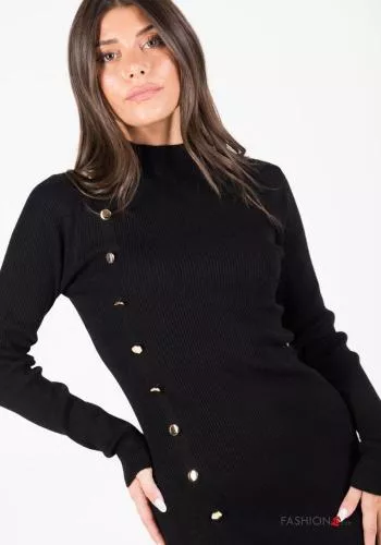  long sleeve mini Dress Rollneck with buttons