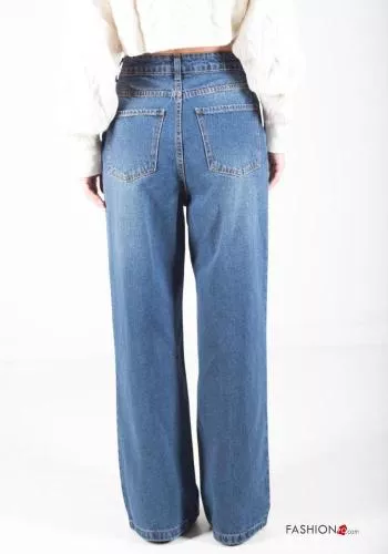  wide leg Cotton Jeans with pockets