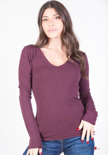  Maglione scollo a V  Bordeaux