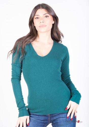  Maglione scollo a V  Verde pino