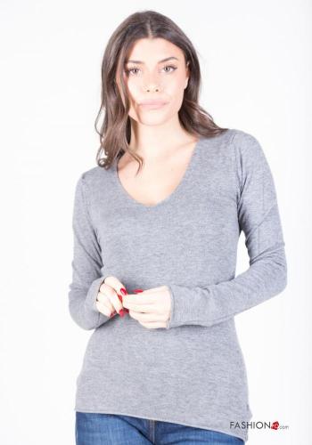  Maglione scollo a V  Grigio