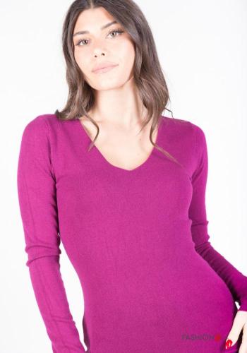  Maglione scollo a V  Melanzana
