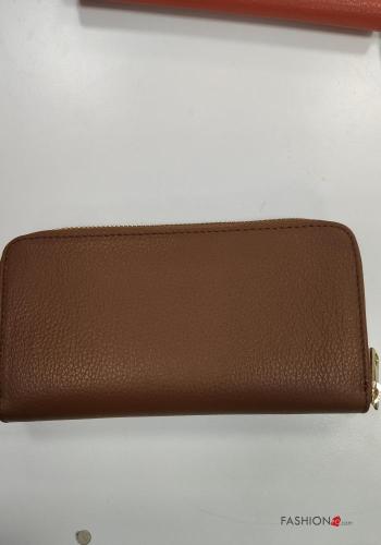  Genuine Leather Wallet with zip Bronze