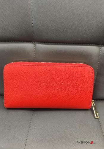  Genuine Leather Wallet with zip Red