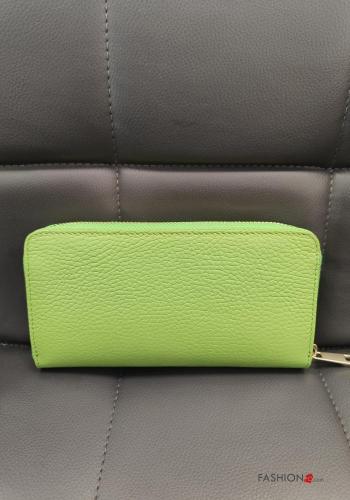  Genuine Leather Wallet with zip Lime