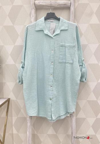  Cotton Shirt with pockets Celadon