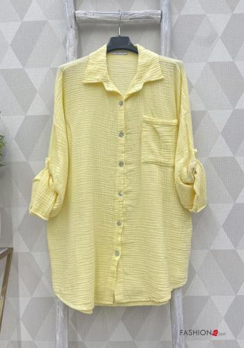  Cotton Shirt with pockets Yellow