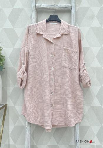  Cotton Shirt with pockets Pink