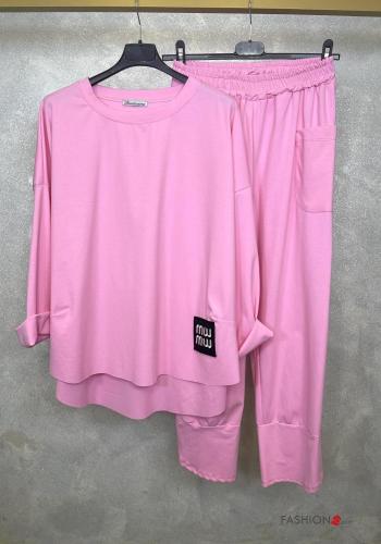  Cotton Sports set with elastic Pale magenta