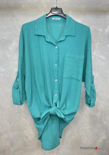  Cotton Shirt with pockets Aqua green