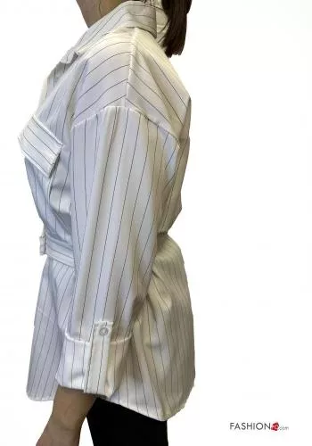  Chemise Imprimé à rayures avec ceinture manches à trois-quarts 