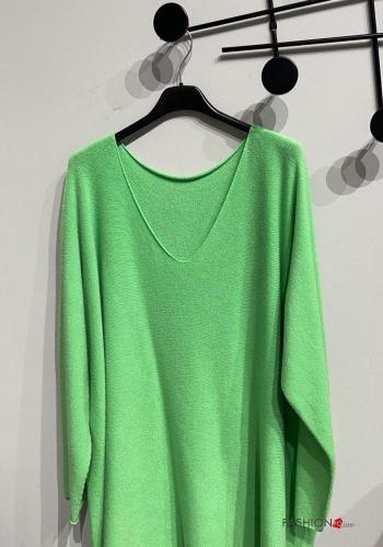  Jersey extra grande con cuello en v  Verde pastel