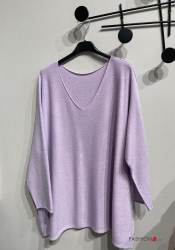  Jersey extra grande con cuello en v  Fucsia Bordesto