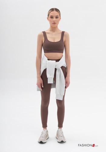  nahtloser Gerippte Leggings  Tabakfarbe