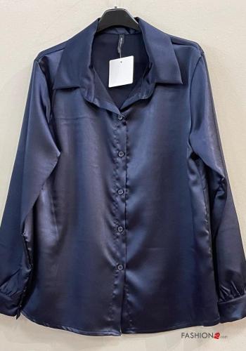  Satin Hemd  Preußischblau