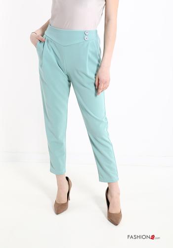  Trousers with buttons with pockets Pale turquoise