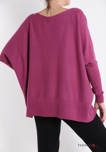  Casual Sweater  Red-violet
