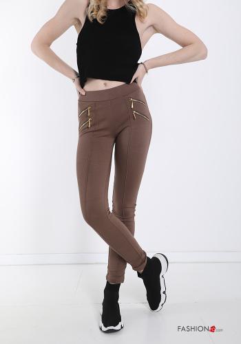  Leggings de Algodón con cremallera 