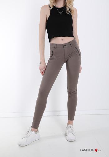  Cotton Leggings with zip Beige