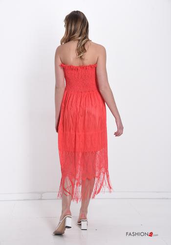  lace trim Dress with flounces with fringe