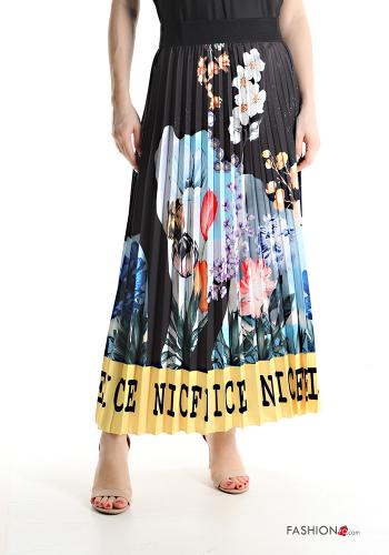  Patterned pleated Longuette Skirt with elastic Various colours