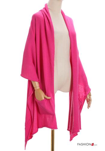  Cashmere Blend Shawl with pockets Raspberry