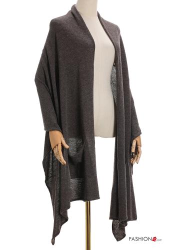  Cashmere Blend Shawl with pockets Brown