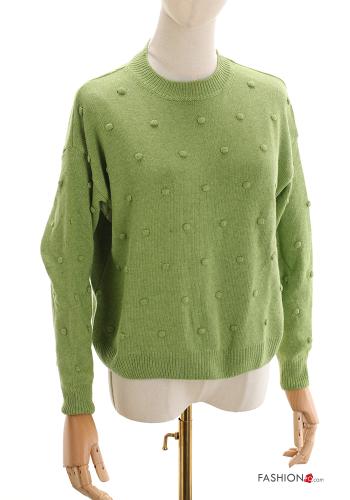  Maglione in Misto Cashmere girocollo  Verde chiaro
