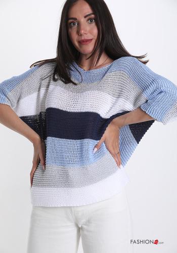  Striped lurex Sweater  Light blue