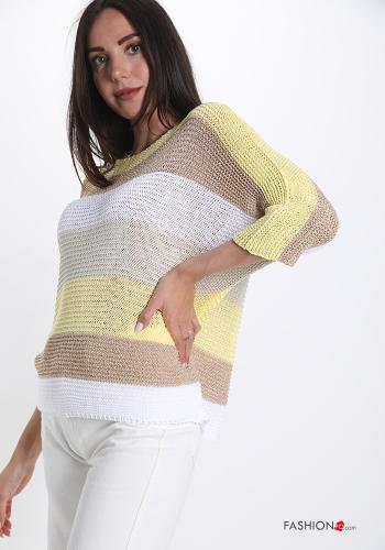 Striped lurex Sweater  Yellow