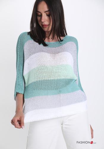  Striped lurex Sweater  Aqua green