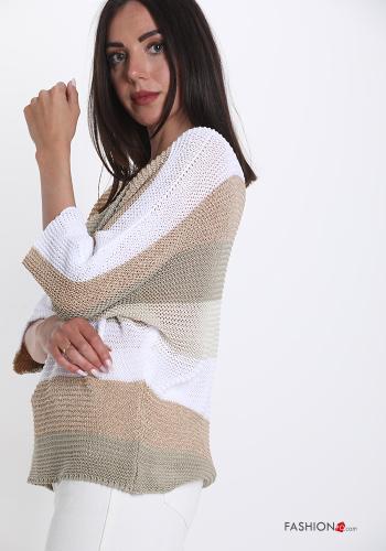  Striped lurex Sweater  White