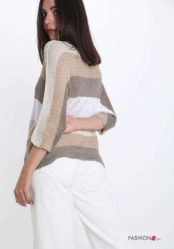  Striped lurex Sweater  Beige