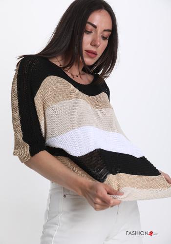  Striped lurex Sweater  Black