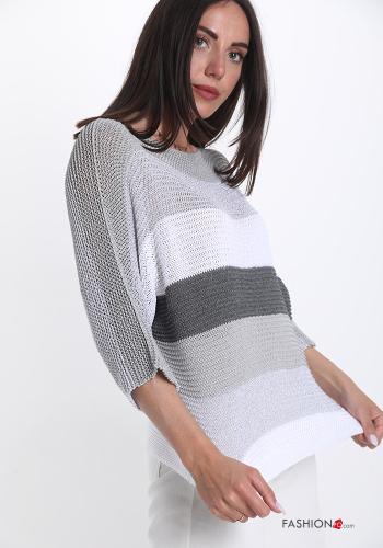  Striped lurex Sweater  Grey