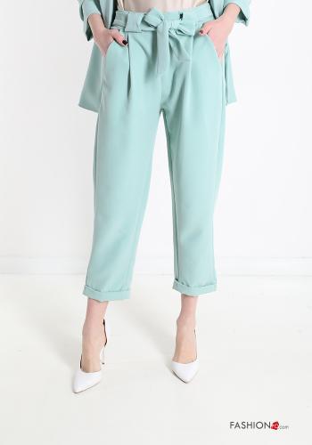 Pantalone con tasche con fiocco  Verde menta chiaro