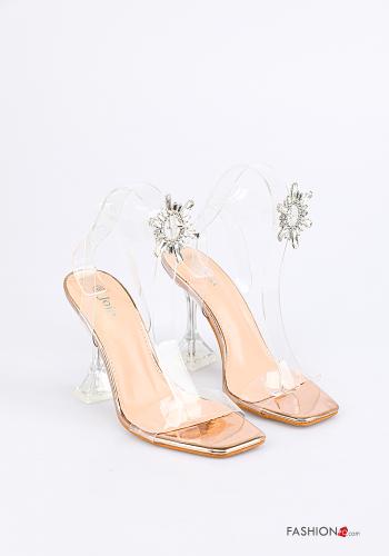  adjustable open toe Heeled shoes with rhinestones with strap