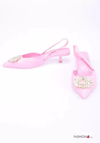  faux leather Heeled shoes with rhinestones
