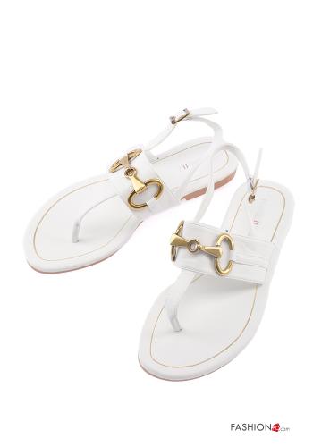  faux leather Sandals Ankle strap White