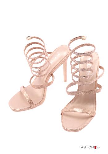  Zapatos de tacón alto punta abierta con brillantes 