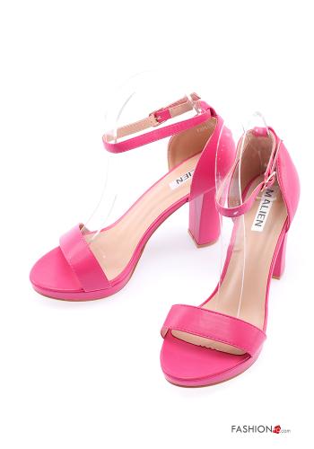  Scarpe con tacco ecopelle open toe con cinturino  Fucsia