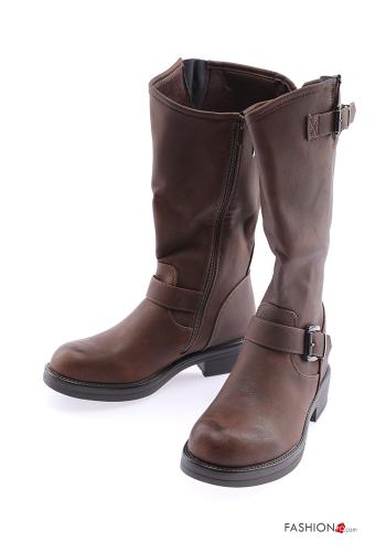  Kunstleder mit schnalle Stiefel mit Reißverschluss