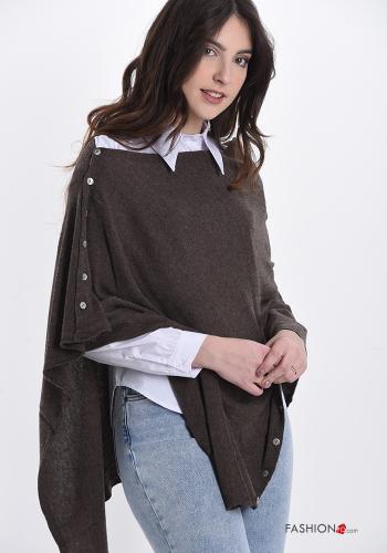  Cashmere Blend Poncho  Brown