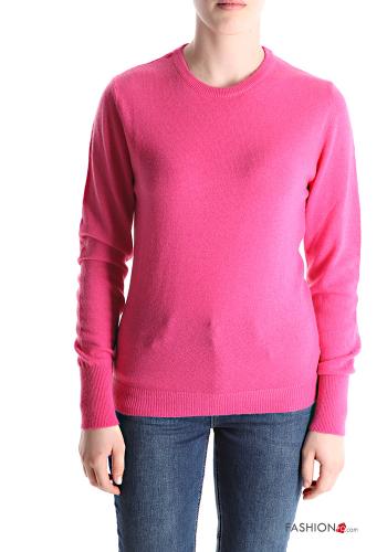  crew neck Cashmere Blend Sweater  Fucsia