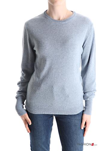  crew neck Cashmere Blend Sweater  Light -blue