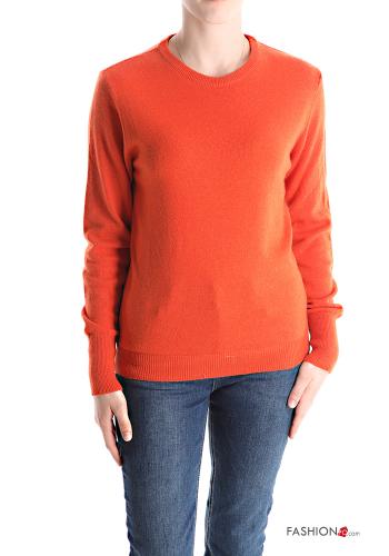  crew neck Cashmere Blend Sweater  Orange