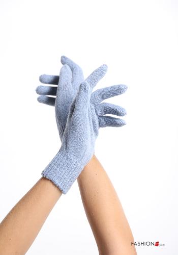  Cashmere Blend Gloves  Light -blue