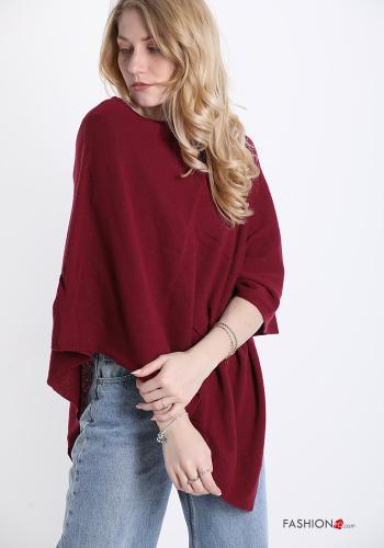  Poncho aus Kaschmir-Mischung  Bordeaux