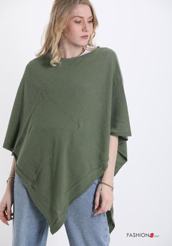  Poncho aus Kaschmir-Mischung  Olivgrün